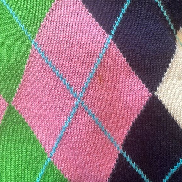 Lilly Pulitzer Argyle Plaid V Neck Sweater - Picture 8 of 9